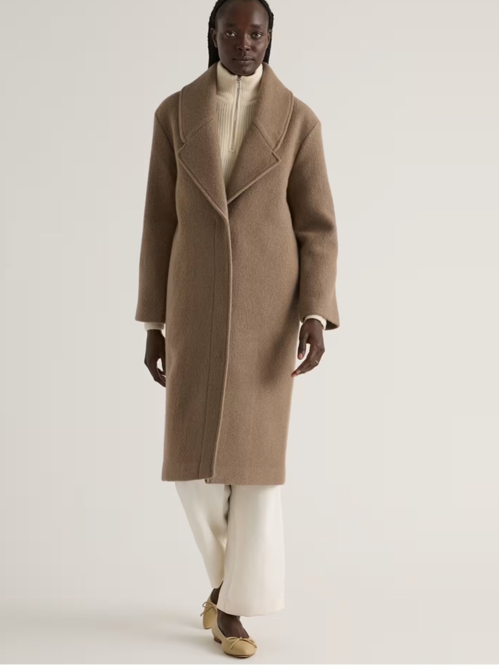 NWT Quince 100% Merino Wool Shawl Collar Long Coat Heather Elm Medium 1200